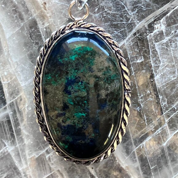 Azurite and Malachite Crystal Stone Jewelry Pendant - Picture 1 of 8